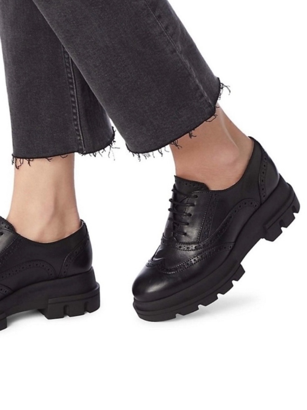 Dune London Black Chunky Oxford Wingtip Lace-Up Loafers 7.5 (38)